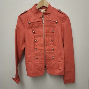 NWT Daytrip Buckle Faux Leather Moto Jacket Pink Full Zip Women's Size S